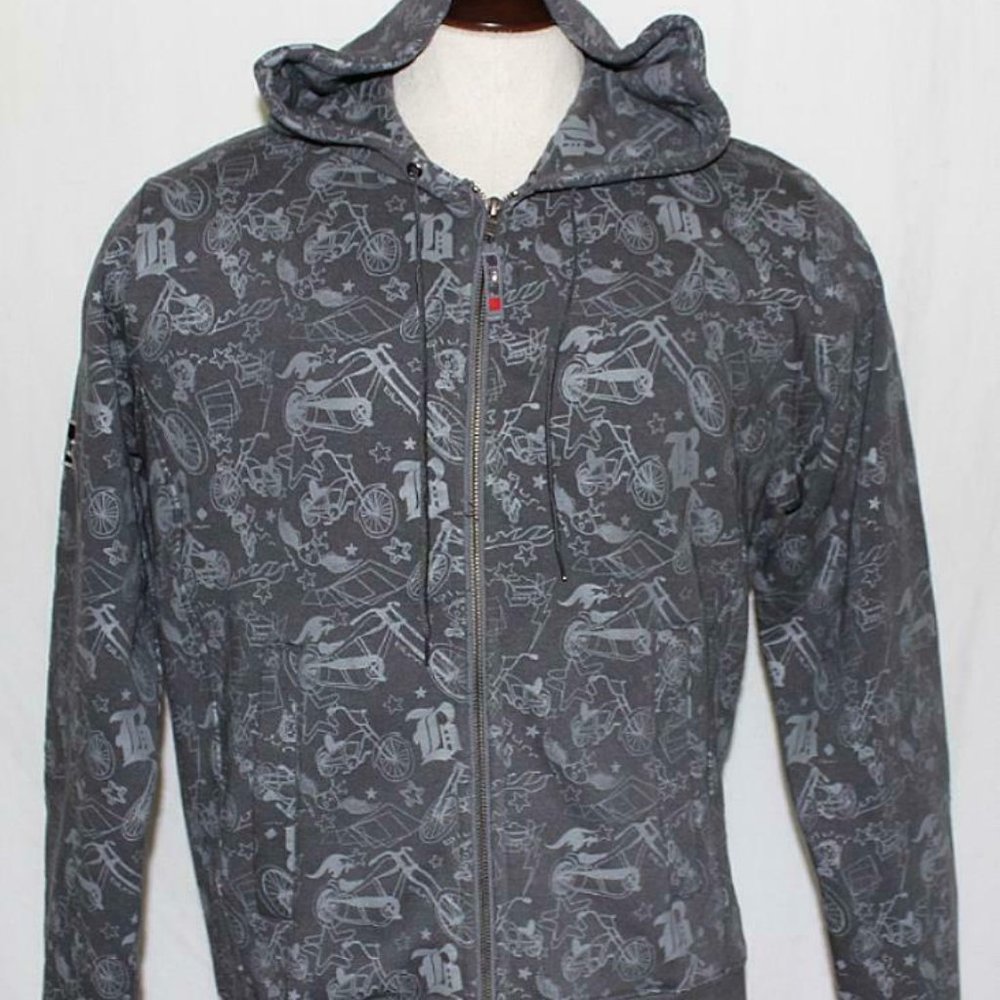 NEW Blurr Cruiser Hoodie Sweatshirt Top Charcoal Grey Men's Medium Full Zip